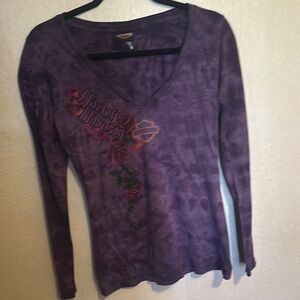 Harley-Davidson Purple Long Sleeve Tee 100% Cotton